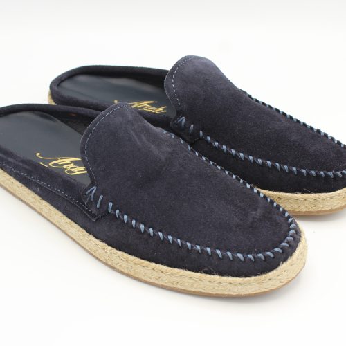 sabot artigianale da uomo in camoscio blu