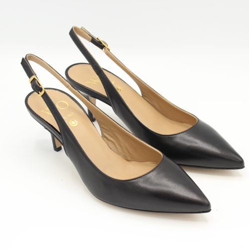 Sandalo Chanel Wo Milano tacco 5 cm in pelle nera