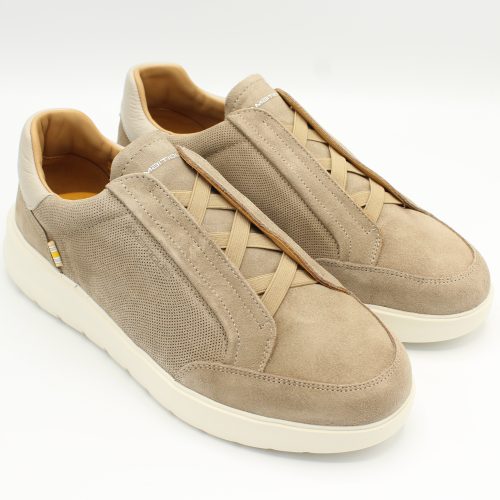 Sneaker da Uomo senza lacci modello Hover in camoscio beige by Ambitious