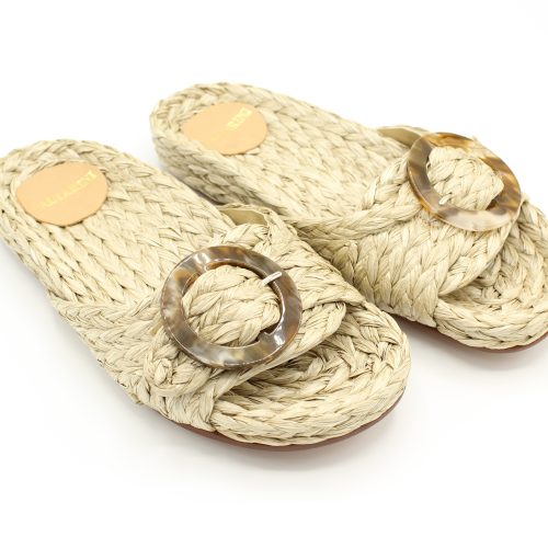 Ciabattina Baltarini in Raffia Naturale modello Barbie