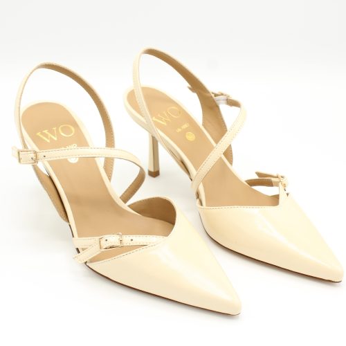 sandalo Chanel con doppio cinturino tacco 7 cm in pelle vaniglia by Wo Milano
