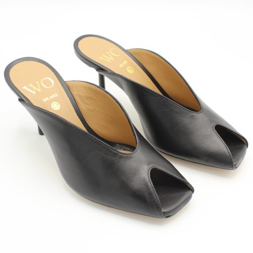 Sabot in pelle nera Wo Milano